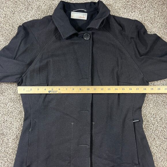 icebreaker Jacket Womens Medium Black Merino Wool Pea Coat Full Zip Classic - Picture 13 of 16